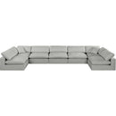  Manufacturer Color_Grey -- Comfy 197" Grey Linen Textured Fabric Upholstered 7 pc Modular Sectional IMAGE 4