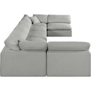  Manufacturer Color_Grey -- Comfy 197" Grey Linen Textured Fabric Upholstered 7 pc Modular Sectional IMAGE 5