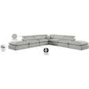  Manufacturer Color_Grey -- Comfy 157" Grey Linen Textured Fabric Upholstered 7 pc Modular Sectional IMAGE 11
