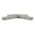  Manufacturer Color_Grey -- Comfy 157" Grey Linen Textured Fabric Upholstered 7 pc Modular Sectional IMAGE 1