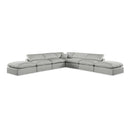 Meridian Comfy Grey Linen Textured Fabric Modular Sectional IMAGE 1
