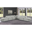  Manufacturer Color_Grey -- Comfy 157" Grey Linen Textured Fabric Upholstered 7 pc Modular Sectional IMAGE 2