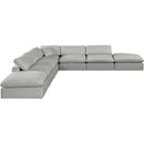  Manufacturer Color_Grey -- Comfy 157" Grey Linen Textured Fabric Upholstered 7 pc Modular Sectional IMAGE 4