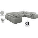  Manufacturer Color_Grey -- Comfy 158" Grey Linen Textured Fabric Upholstered 8 pc Modular Sectional IMAGE 11