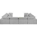  Manufacturer Color_Grey -- Comfy 158" Grey Linen Textured Fabric Upholstered 8 pc Modular Sectional IMAGE 3