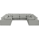  Manufacturer Color_Grey -- Comfy 158" Grey Linen Textured Fabric Upholstered 8 pc Modular Sectional IMAGE 4