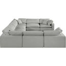  Manufacturer Color_Grey -- Comfy 158" Grey Linen Textured Fabric Upholstered 8 pc Modular Sectional IMAGE 5