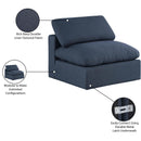  Manufacturer Color_Navy -- Comfy Navy Linen Textured Fabric Upholstered Modular Armless Chair IMAGE 10
