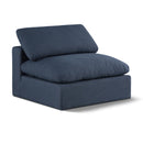  Manufacturer Color_Navy -- Comfy Navy Linen Textured Fabric Upholstered Modular Armless Chair IMAGE 1