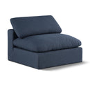 Meridian Comfy Navy Linen Textured Fabric Modular Armless Chair IMAGE 1
