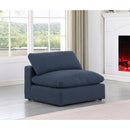  Manufacturer Color_Navy -- Comfy Navy Linen Textured Fabric Upholstered Modular Armless Chair IMAGE 2