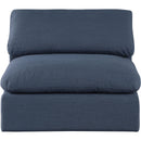  Manufacturer Color_Navy -- Comfy Navy Linen Textured Fabric Upholstered Modular Armless Chair IMAGE 4