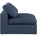  Manufacturer Color_Navy -- Comfy Navy Linen Textured Fabric Upholstered Modular Armless Chair IMAGE 5