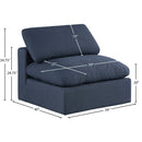  Manufacturer Color_Navy -- Comfy Navy Linen Textured Fabric Upholstered Modular Armless Chair IMAGE 9