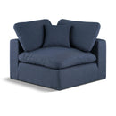 Meridian Comfy Navy Linen Textured Fabric Modular Corner Chair IMAGE 1