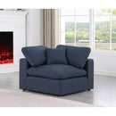  Manufacturer Color_Navy -- Comfy Navy Linen Textured Fabric Upholstered Modular Corner Chair IMAGE 2