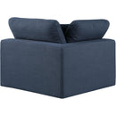  Manufacturer Color_Navy -- Comfy Navy Linen Textured Fabric Upholstered Modular Corner Chair IMAGE 3