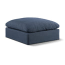  Manufacturer Color_Navy -- Comfy Navy Linen Textured Fabric Upholstered Modular Ottoman IMAGE 1
