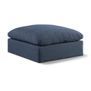 Meridian Comfy Navy Linen Textured Fabric Modular Ottoman IMAGE 1