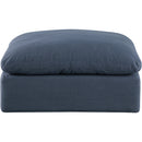  Manufacturer Color_Navy -- Comfy Navy Linen Textured Fabric Upholstered Modular Ottoman IMAGE 3