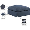 Meridian Comfy Navy Linen Textured Fabric Modular Ottoman IMAGE 6