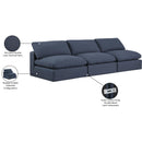  Manufacturer Color_Navy -- Comfy 117" Navy Linen Textured Fabric Upholstered 3 pc Armless Modular Sofa IMAGE 10