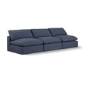  Manufacturer Color_Navy -- Comfy 117" Navy Linen Textured Fabric Upholstered 3 pc Armless Modular Sofa IMAGE 1