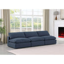  Manufacturer Color_Navy -- Comfy 117" Navy Linen Textured Fabric Upholstered 3 pc Armless Modular Sofa IMAGE 2