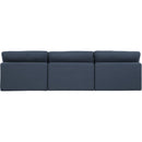  Manufacturer Color_Navy -- Comfy 117" Navy Linen Textured Fabric Upholstered 3 pc Armless Modular Sofa IMAGE 3