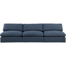  Manufacturer Color_Navy -- Comfy 117" Navy Linen Textured Fabric Upholstered 3 pc Armless Modular Sofa IMAGE 4