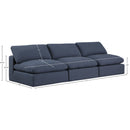  Manufacturer Color_Navy -- Comfy 117" Navy Linen Textured Fabric Upholstered 3 pc Armless Modular Sofa IMAGE 9