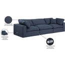  Manufacturer Color_Navy -- Comfy 119" Navy Linen Textured Fabric Upholstered 3 pc Modular Sofa IMAGE 10