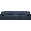  Manufacturer Color_Navy -- Comfy 119" Navy Linen Textured Fabric Upholstered 3 pc Modular Sofa IMAGE 4
