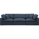 Meridian Comfy Navy Linen Textured Fabric Modular Sofa IMAGE 4
