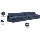  Manufacturer Color_Navy -- Comfy 156" Navy Linen Textured Fabric Upholstered 4 pc Armless Modular Sofa IMAGE 10