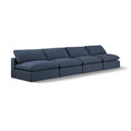  Manufacturer Color_Navy -- Comfy 156" Navy Linen Textured Fabric Upholstered 4 pc Armless Modular Sofa IMAGE 1
