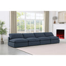  Manufacturer Color_Navy -- Comfy 156" Navy Linen Textured Fabric Upholstered 4 pc Armless Modular Sofa IMAGE 2