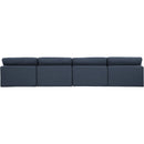  Manufacturer Color_Navy -- Comfy 156" Navy Linen Textured Fabric Upholstered 4 pc Armless Modular Sofa IMAGE 3