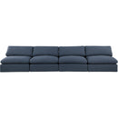  Manufacturer Color_Navy -- Comfy 156" Navy Linen Textured Fabric Upholstered 4 pc Armless Modular Sofa IMAGE 4