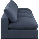  Manufacturer Color_Navy -- Comfy 156" Navy Linen Textured Fabric Upholstered 4 pc Armless Modular Sofa IMAGE 5