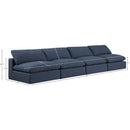  Manufacturer Color_Navy -- Comfy 156" Navy Linen Textured Fabric Upholstered 4 pc Armless Modular Sofa IMAGE 9