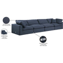  Manufacturer Color_Navy -- Comfy 158" Navy Linen Textured Fabric Upholstered 4 pc Modular Sofa IMAGE 10