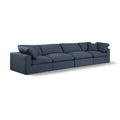  Manufacturer Color_Navy -- Comfy 158" Navy Linen Textured Fabric Upholstered 4 pc Modular Sofa IMAGE 1