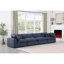  Manufacturer Color_Navy -- Comfy 158" Navy Linen Textured Fabric Upholstered 4 pc Modular Sofa IMAGE 2