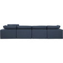  Manufacturer Color_Navy -- Comfy 158" Navy Linen Textured Fabric Upholstered 4 pc Modular Sofa IMAGE 3
