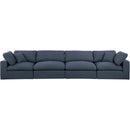  Manufacturer Color_Navy -- Comfy 158" Navy Linen Textured Fabric Upholstered 4 pc Modular Sofa IMAGE 4