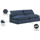  Manufacturer Color_Navy -- Comfy 78" Navy Linen Textured Fabric Upholstered 2 pc Armless Modular Loveseat IMAGE 10