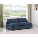  Manufacturer Color_Navy -- Comfy 78" Navy Linen Textured Fabric Upholstered 2 pc Armless Modular Loveseat IMAGE 2