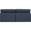 Manufacturer Color_Navy -- Comfy 78" Navy Linen Textured Fabric Upholstered 2 pc Armless Modular Loveseat IMAGE 3