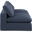  Manufacturer Color_Navy -- Comfy 78" Navy Linen Textured Fabric Upholstered 2 pc Armless Modular Loveseat IMAGE 5